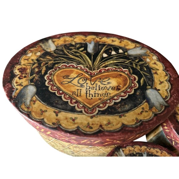 Stacking Nesting Boxes Love Believes All Things Bobs Boxes Lang Cards 6"x5"x4" - Picture 2 of 3